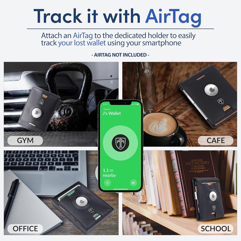 TRAVANDO Leather AirTag* Wallet Mens Wallet with Money Clip Air Tag Wallet Card Holder RFID Blocking Bifold Gifts for Men - Image 2